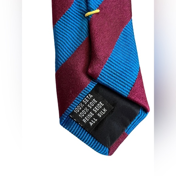 Dormeuil Since 1842 France 100% Silk blue burgundy striped classic business tie - Picture 3 of 4